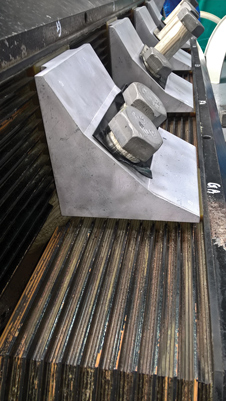 The refurbishment of the stator included replacement of the coil retaining blocks